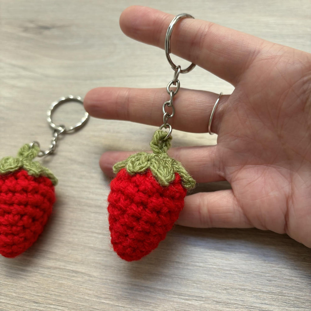 Crochet Strawberry Keyring