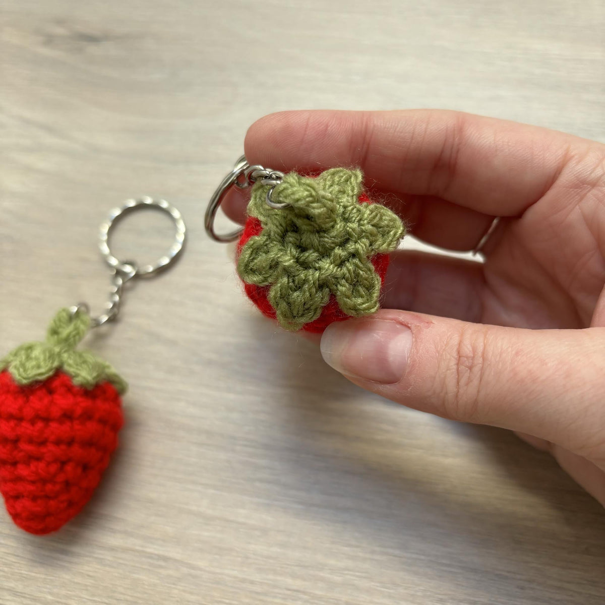 Crochet Strawberry Keyring