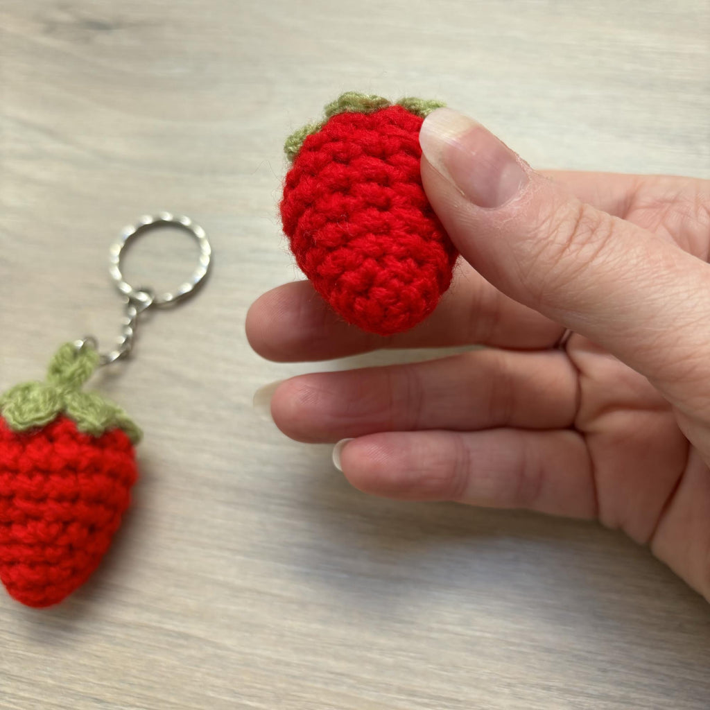 Crochet Strawberry Keyring