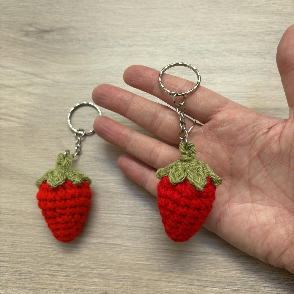 Crochet Strawberry Keyring