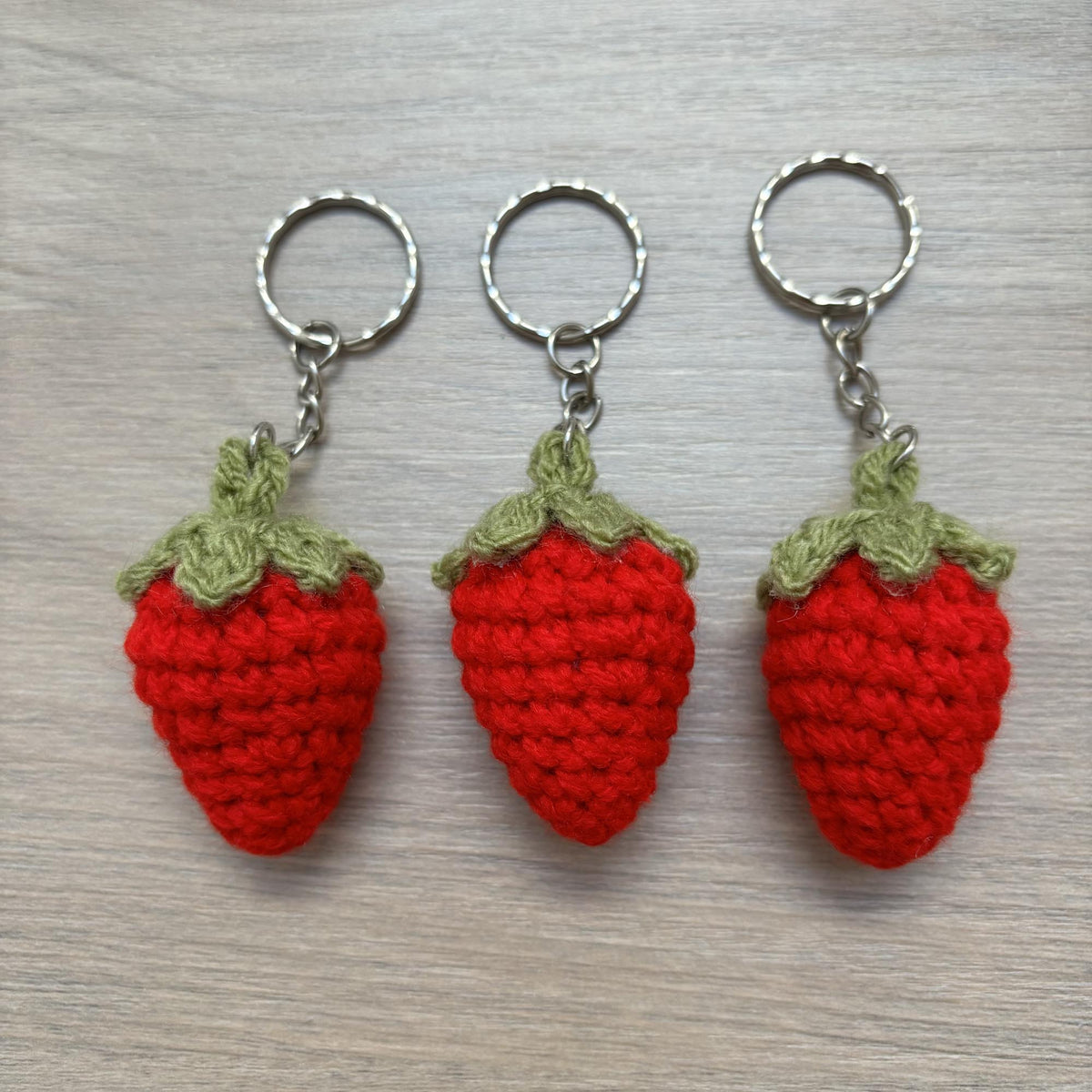 Crochet Strawberry Keyring
