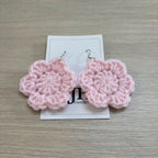 Baby Pink Crochet Flower Surgical Steel Hook Earrings