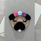 Crochet Pug 100% Recycled Greetings Card