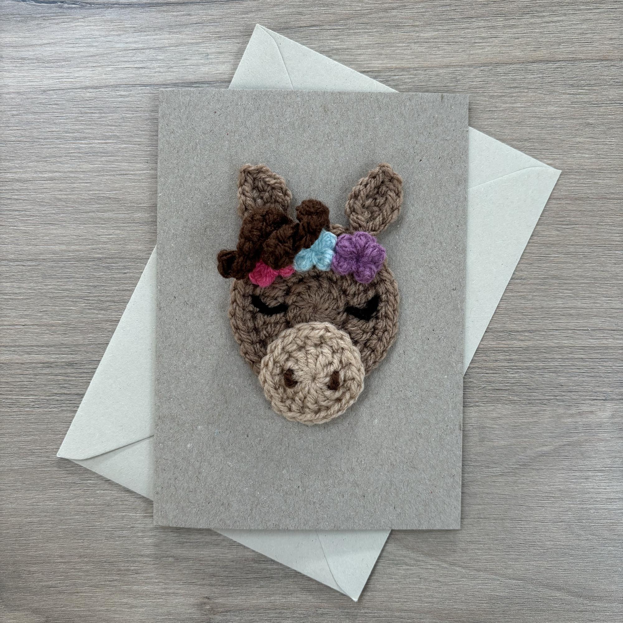 Crochet Horse 100% Recycled Greetings Card