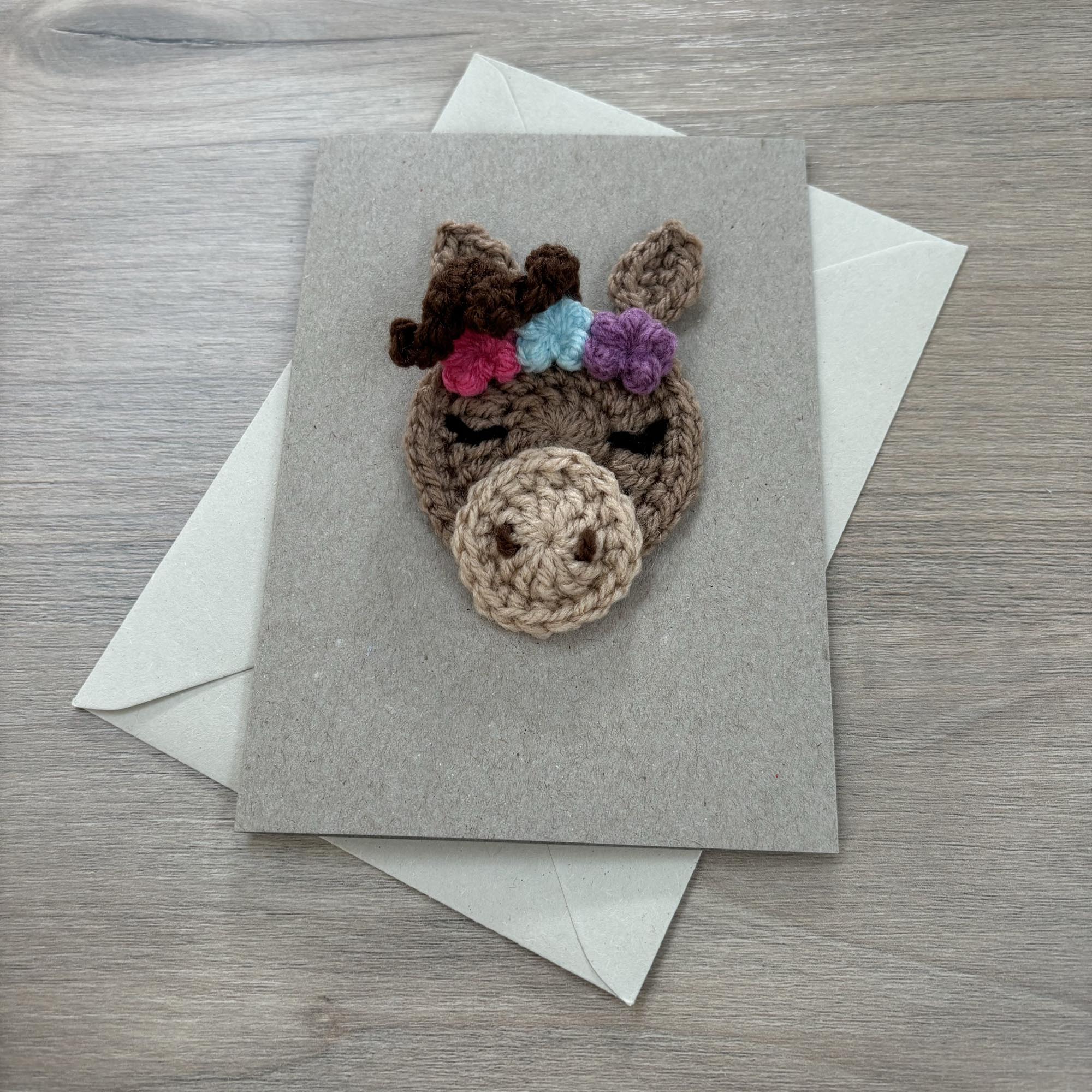 Crochet Horse 100% Recycled Greetings Card