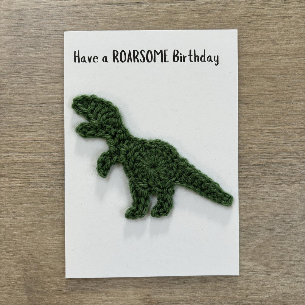 Crochet T-Rex Dinosaur 100% Recycled Birthday Card A6