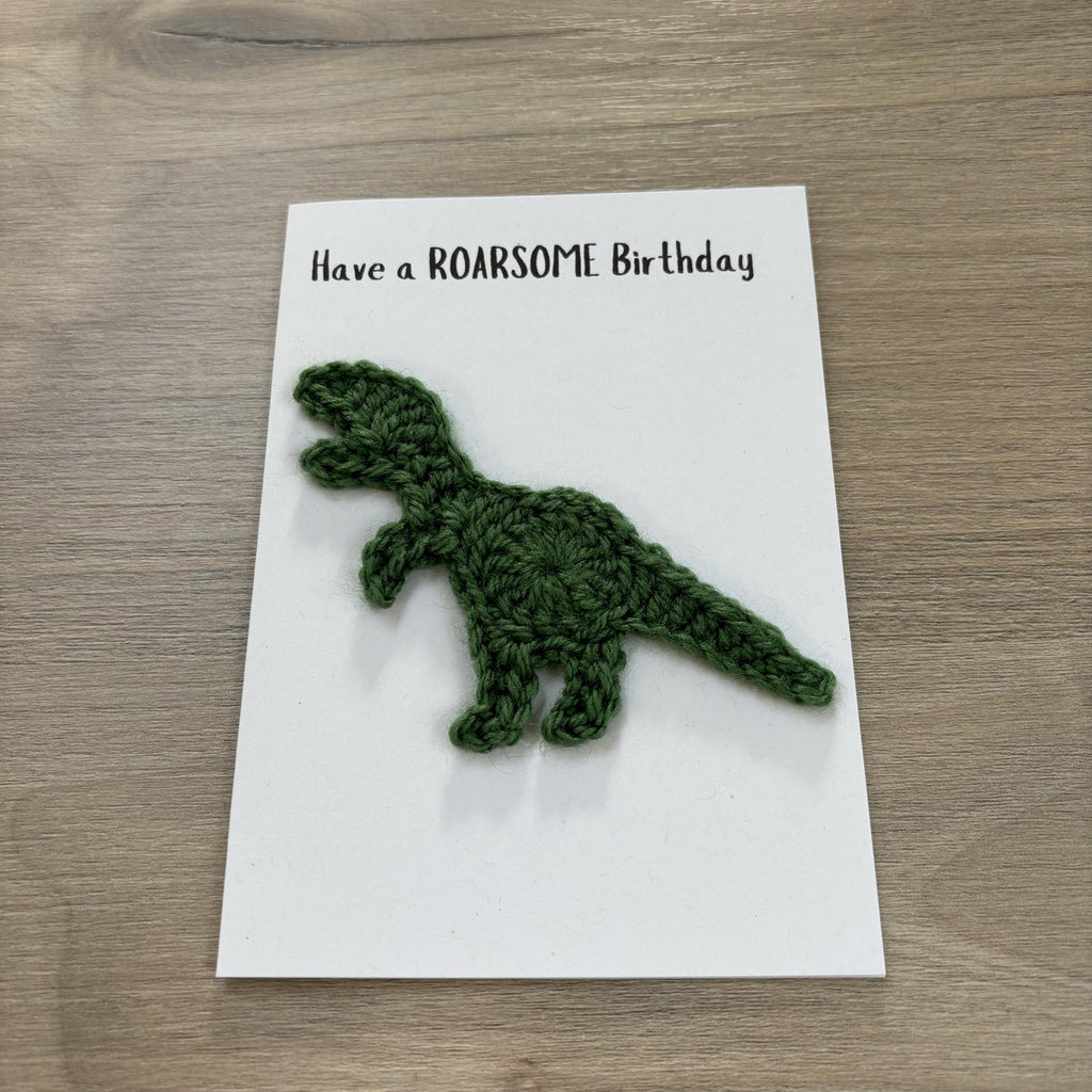 Crochet T-Rex Dinosaur 100% Recycled Birthday Card A6