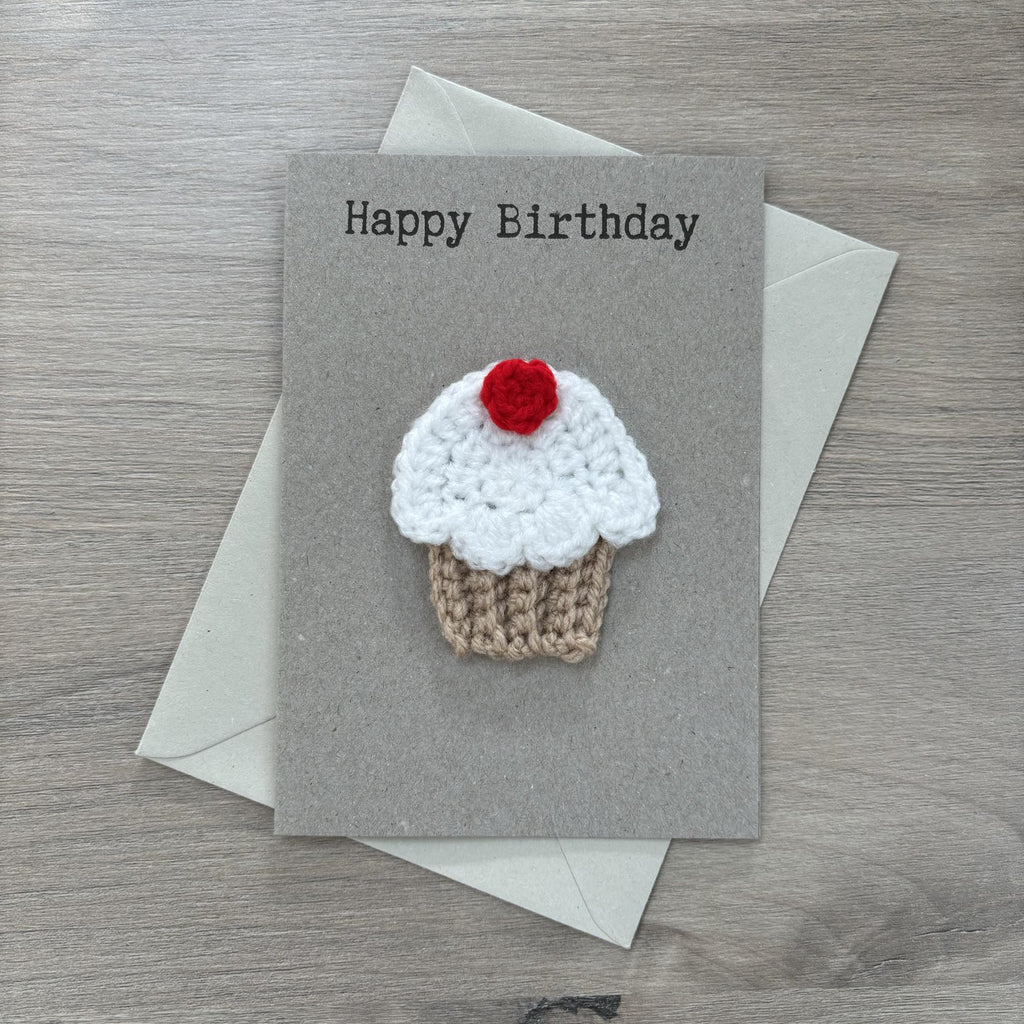 Crochet Cupcake 100% Recycled Birthday Card