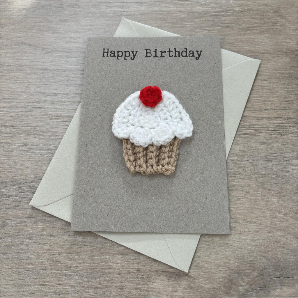 Crochet Cupcake 100% Recycled Birthday Card
