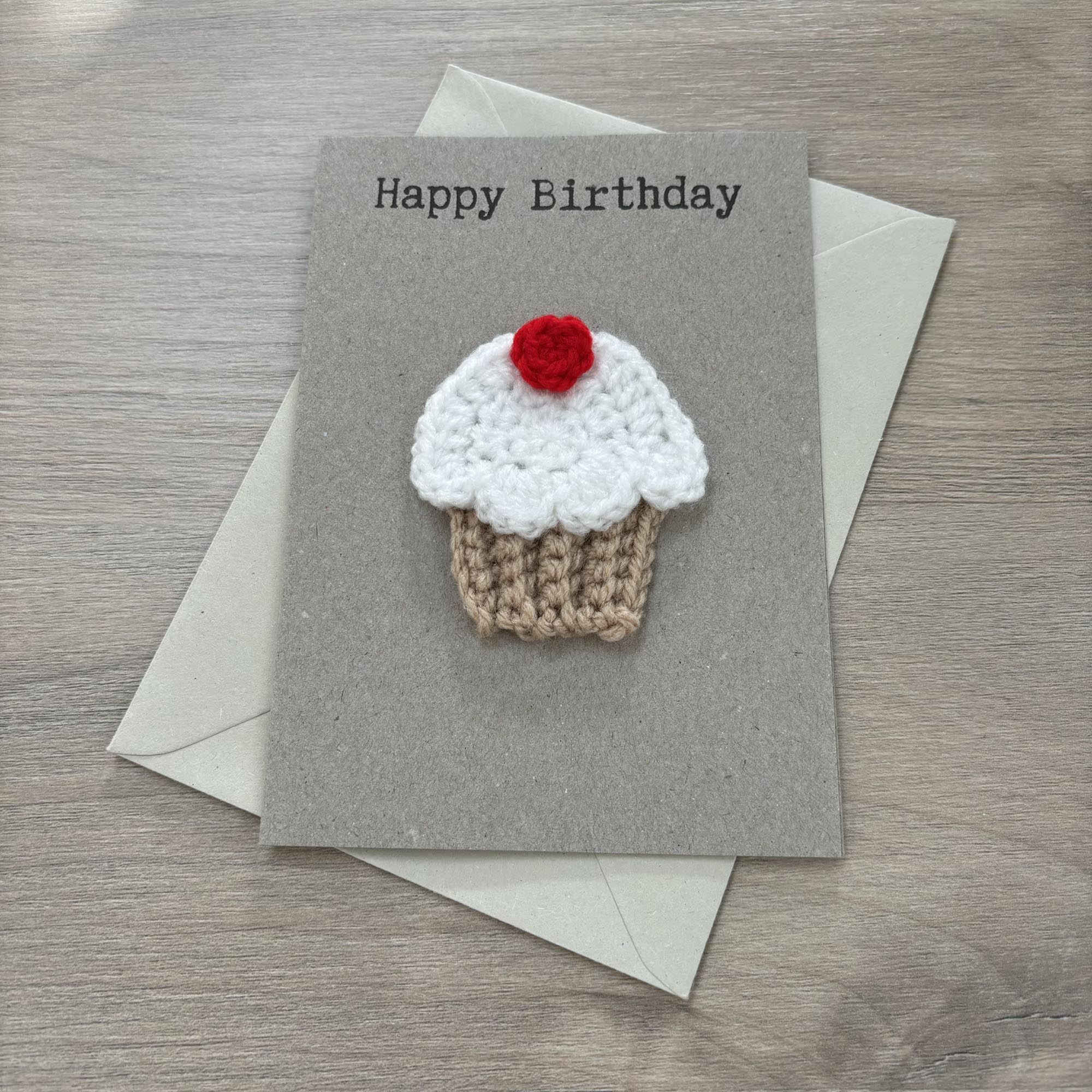Crochet Cupcake 100% Recycled Birthday Card