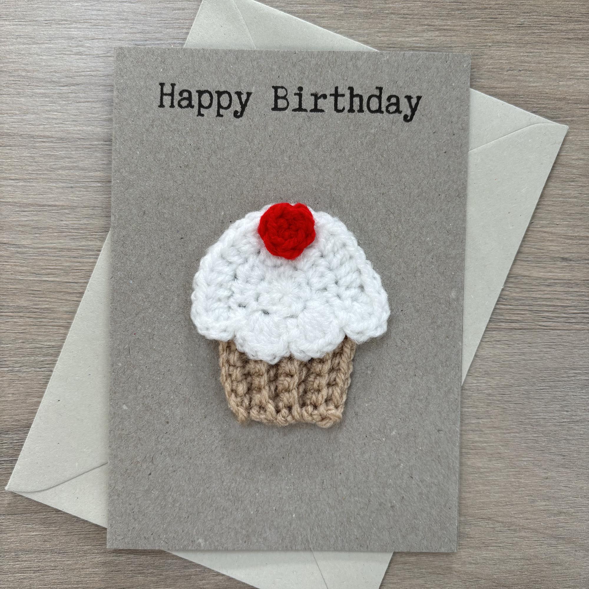 Crochet Cupcake 100% Recycled Birthday Card