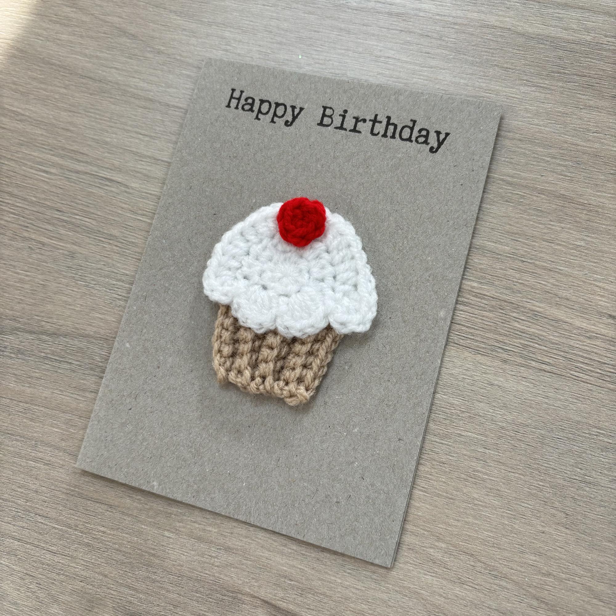 Crochet Cupcake 100% Recycled Birthday Card