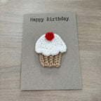 Crochet Cupcake 100% Recycled Birthday Card