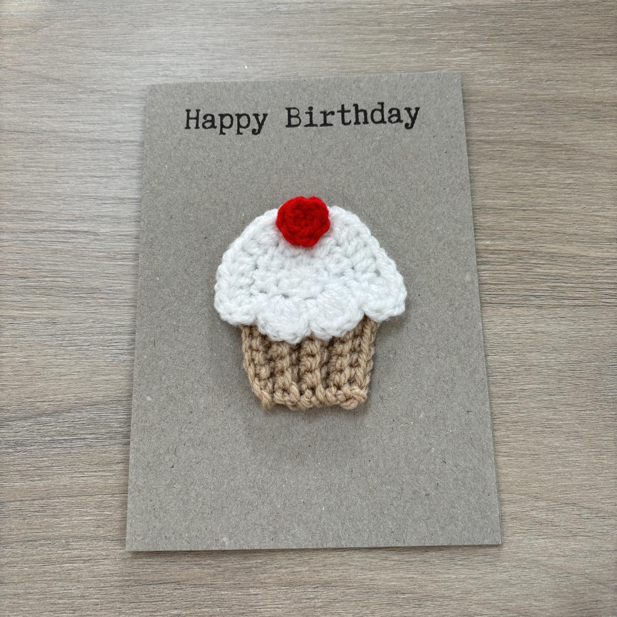 Crochet Cupcake 100% Recycled Birthday Card