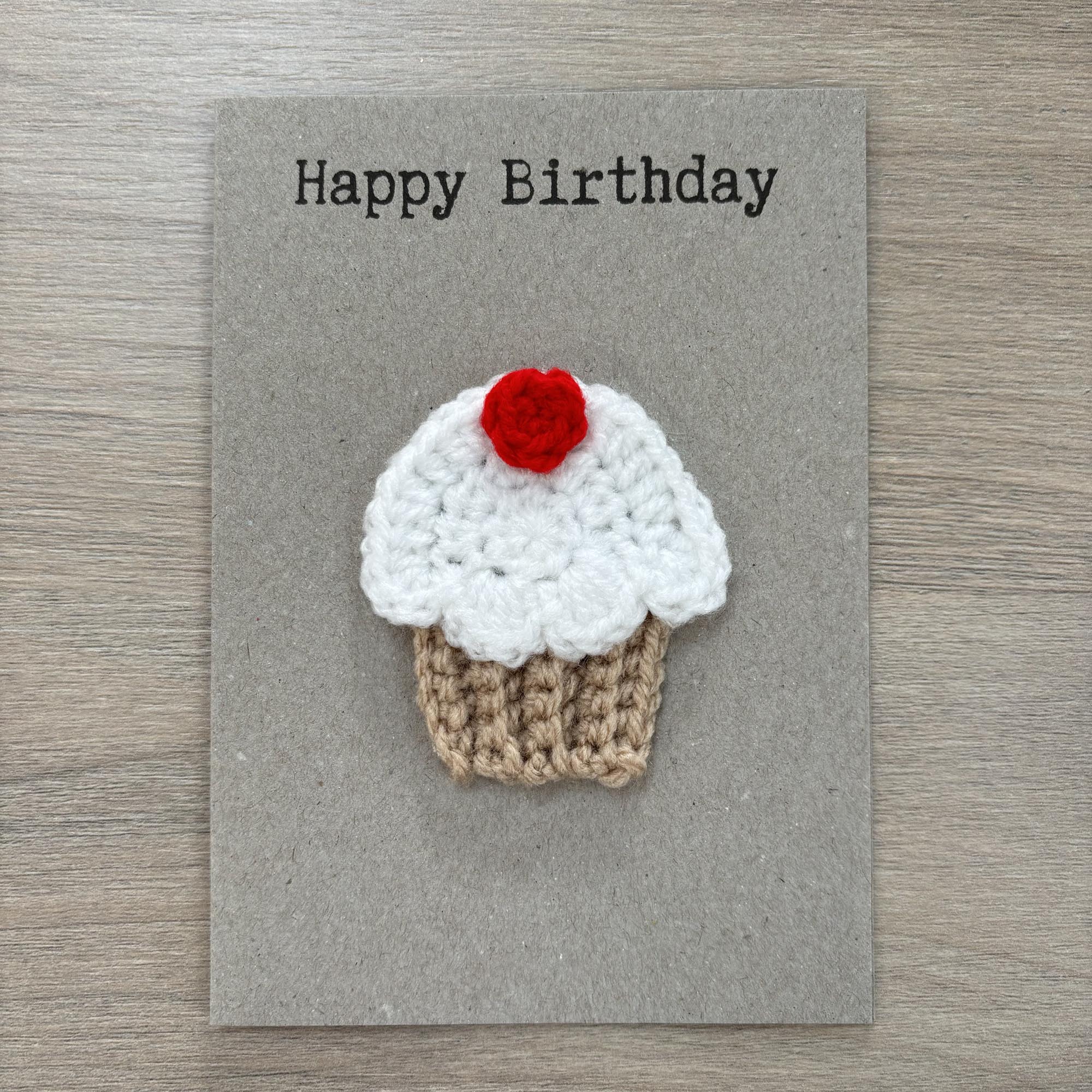 Crochet Cupcake 100% Recycled Birthday Card