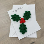 Crochet Christmas Holly 100% Recycled Greetings Card