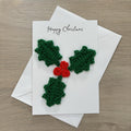 Crochet Christmas Holly 100% Recycled Greetings Card