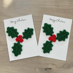 Crochet Christmas Holly 100% Recycled Greetings Card