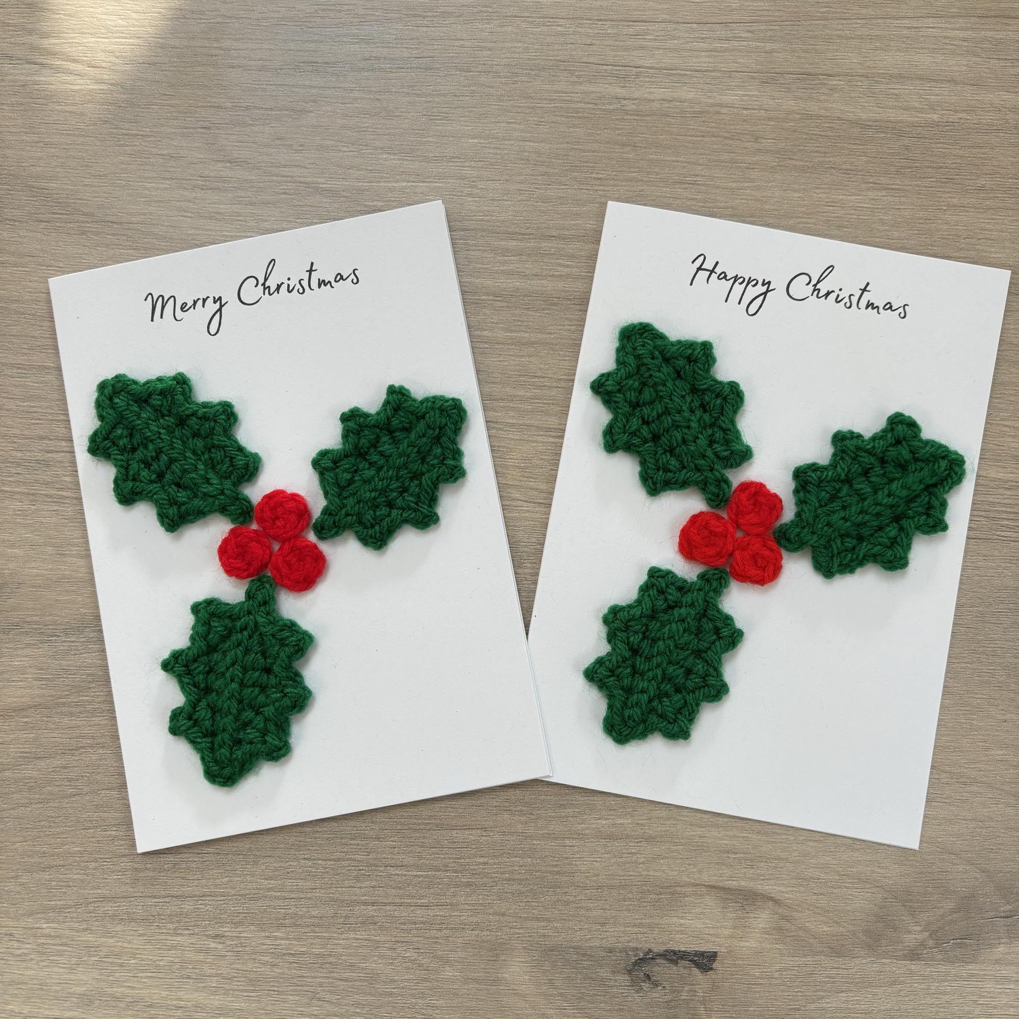 Crochet Christmas Holly 100% Recycled Greetings Card