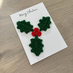 Crochet Christmas Holly 100% Recycled Greetings Card