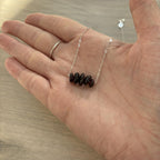Sterling Silver Medium Garnet Gemstone Bar 16" Necklace