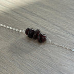 Sterling Silver Medium Garnet Gemstone Bar 16" Necklace