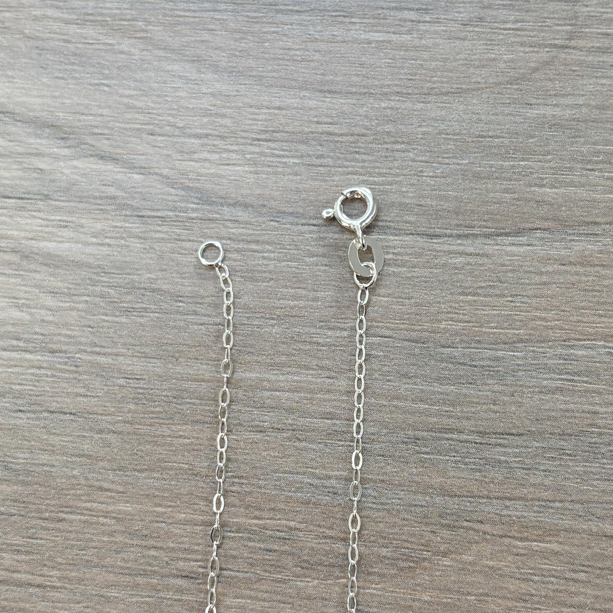 Sterling Silver Medium Garnet Gemstone Bar 16" Necklace