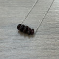 Sterling Silver Medium Garnet Gemstone Bar 16" Necklace