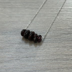 Sterling Silver Medium Garnet Gemstone Bar 16" Necklace