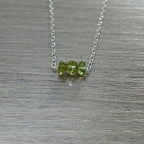 Sterling Silver Small Peridot Gemstone Bar 16" Necklace