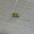 Sterling Silver Small Peridot Gemstone Bar 16" Necklace