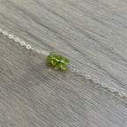Sterling Silver Small Peridot Gemstone Bar 16" Necklace