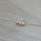 Sterling Silver Small Rose Quartz Gemstone Bar 16" Necklace