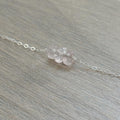 Sterling Silver Small Rose Quartz Gemstone Bar 16" Necklace