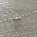 Sterling Silver Small Rose Quartz Gemstone Bar 16" Necklace