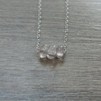 Sterling Silver Small Rose Quartz Gemstone Bar 16" Necklace