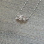 Sterling Silver Small Rose Quartz Gemstone Bar 16" Necklace