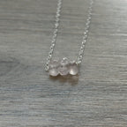 Sterling Silver Small Rose Quartz Gemstone Bar 16" Necklace
