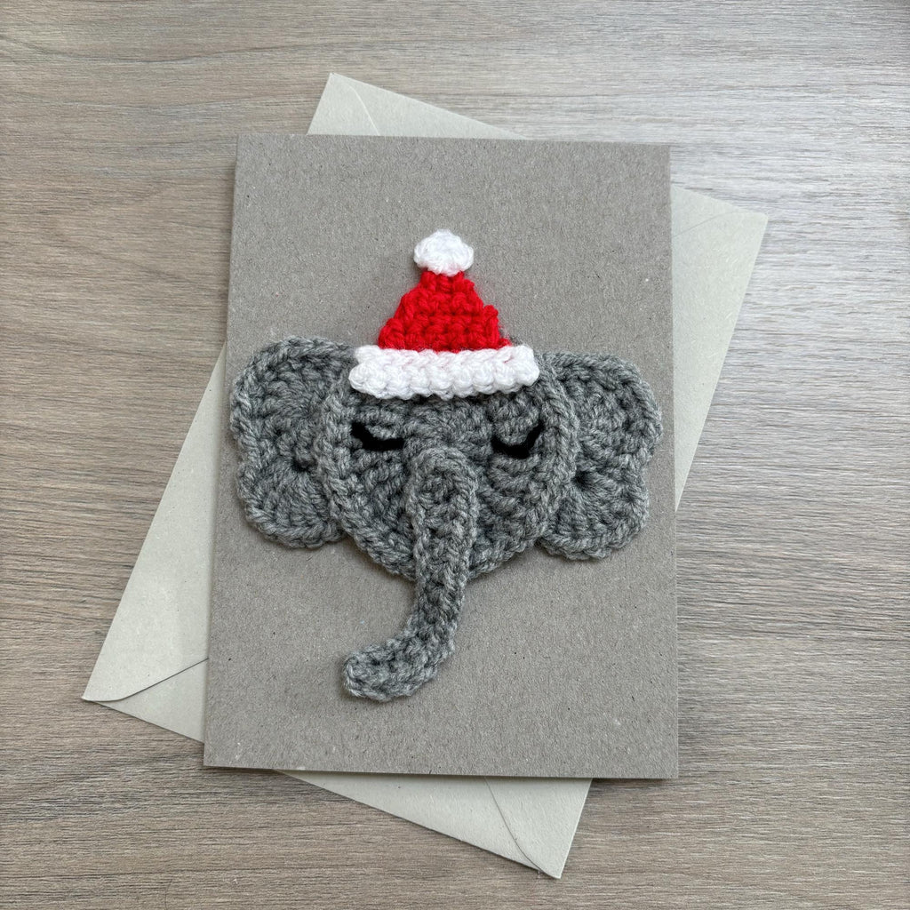 Crochet Christmas Elephant 100% Recycled Greetings Card