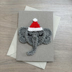 Crochet Christmas Elephant 100% Recycled Greetings Card