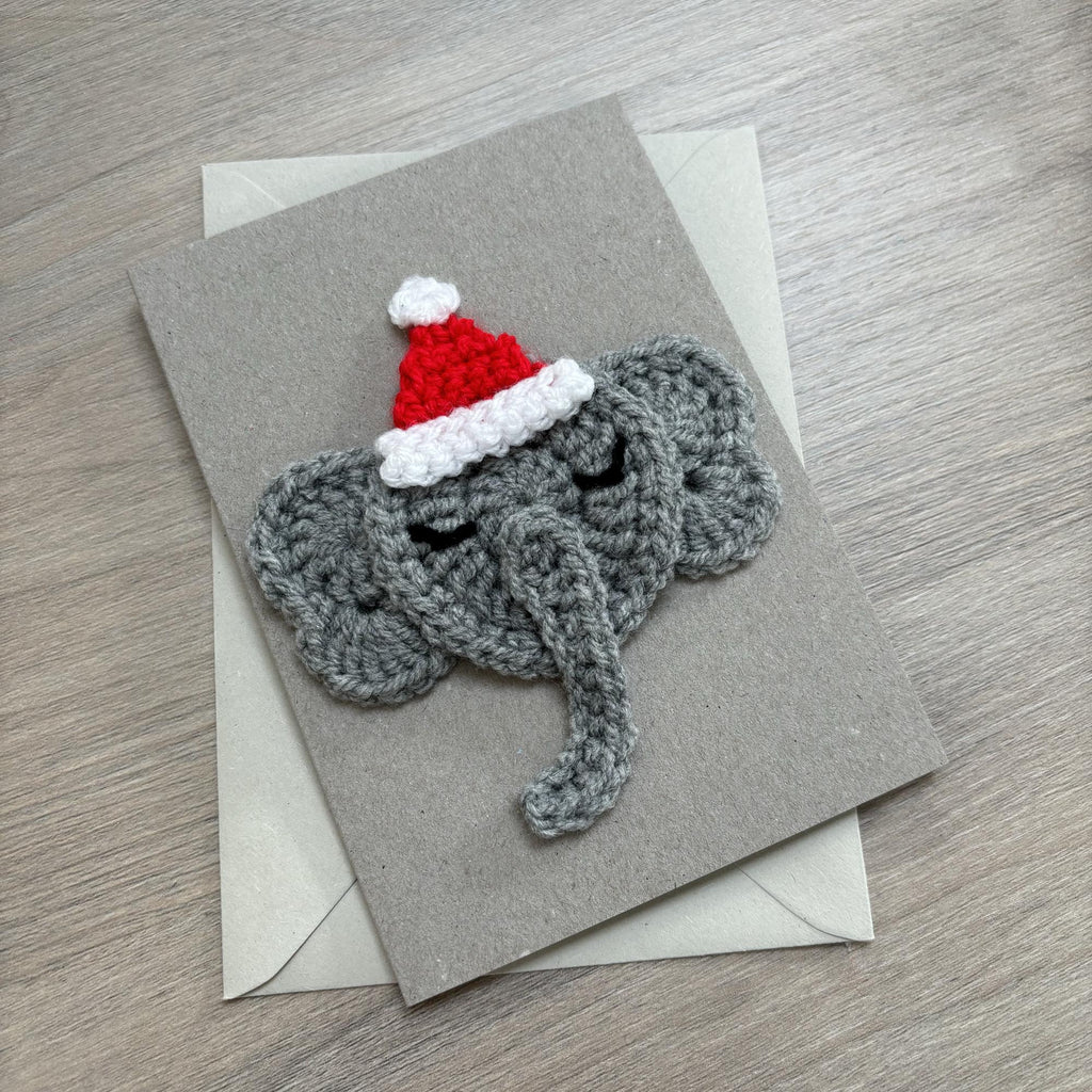 Crochet Christmas Elephant 100% Recycled Greetings Card