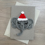 Crochet Christmas Elephant 100% Recycled Greetings Card