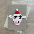 Crochet Christmas Cow 100% Recycled Greetings Card