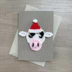 Crochet Christmas Cow 100% Recycled Greetings Card