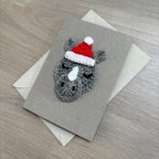 Crochet Christmas Rhino 100% Recycled Greetings Card
