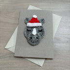 Crochet Christmas Rhino 100% Recycled Greetings Card