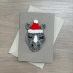 Crochet Christmas Rhino 100% Recycled Greetings Card