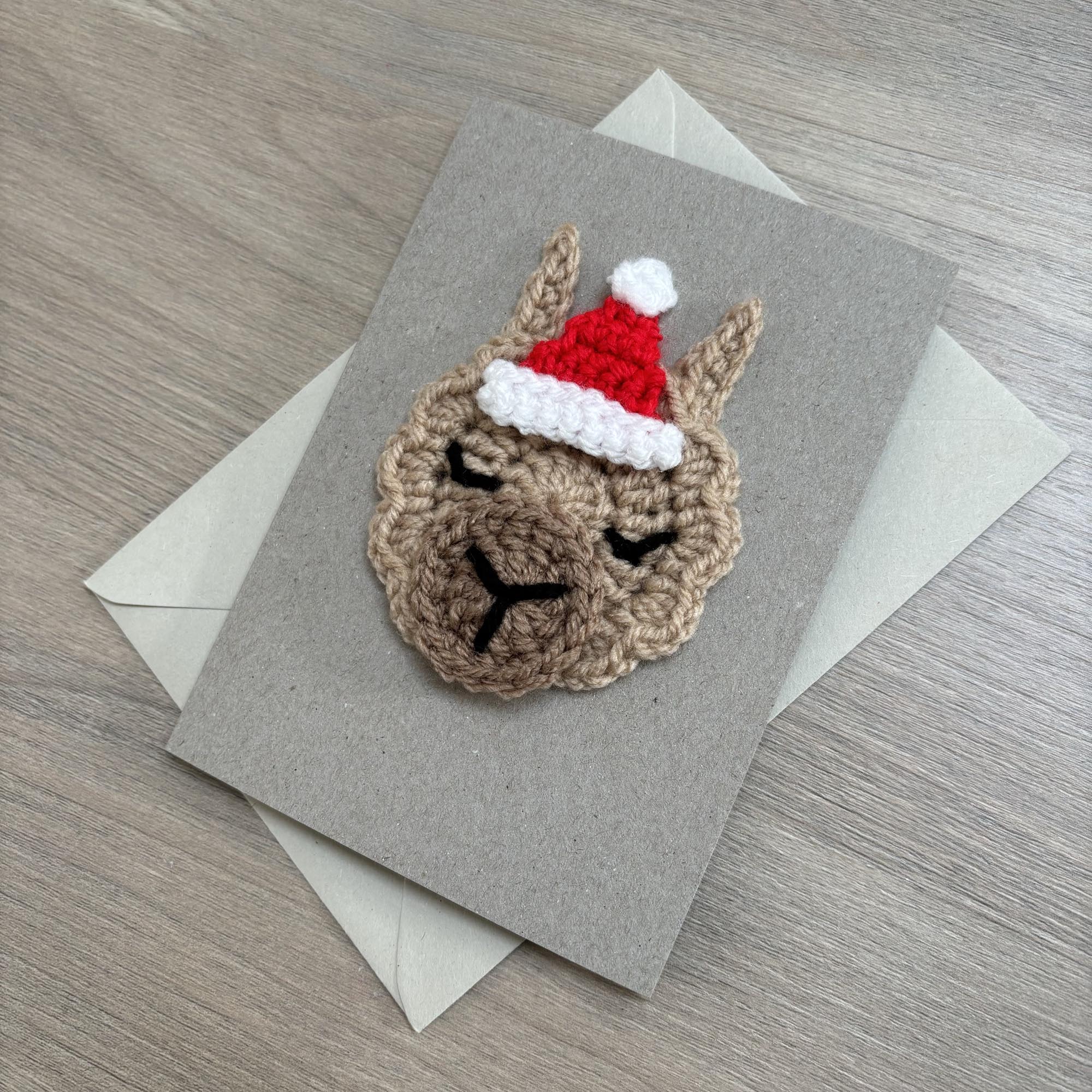 Crochet Christmas Llama 100% Recycled Greetings Card