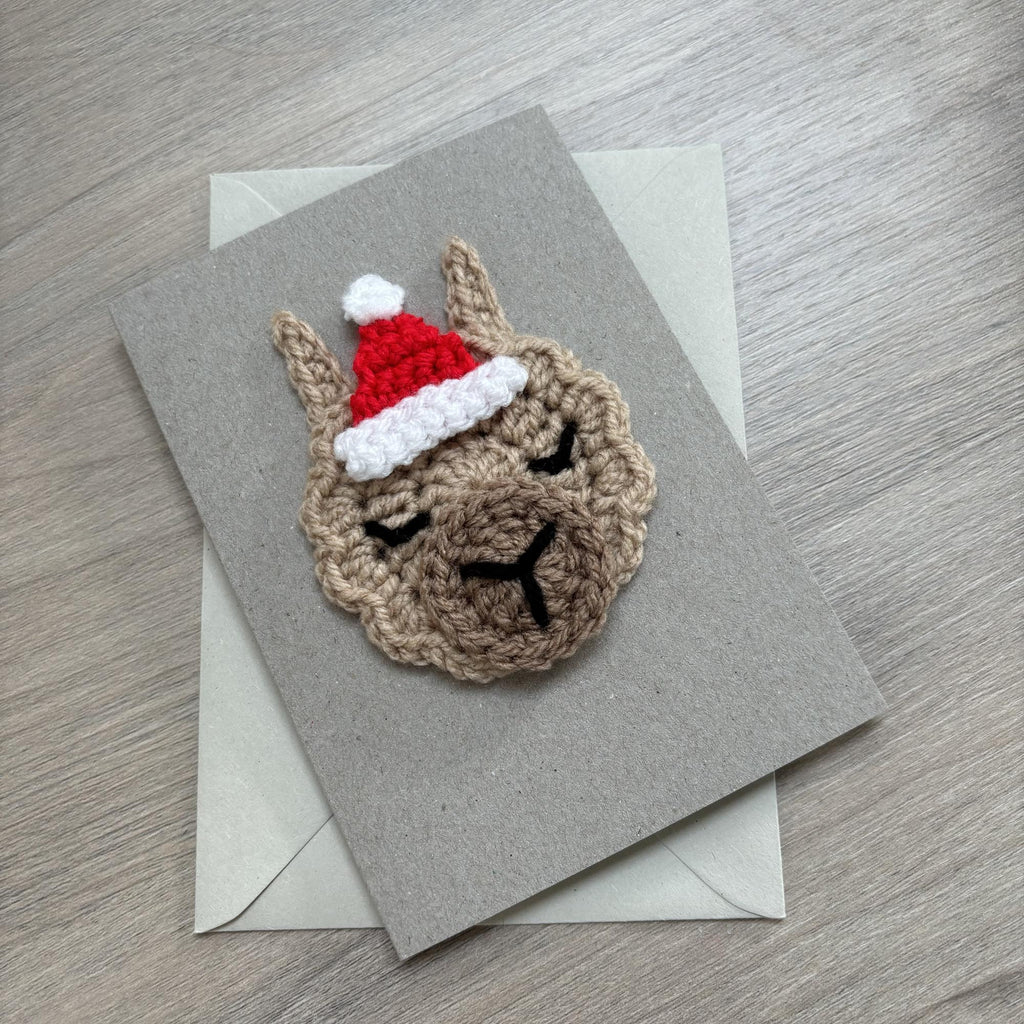 Crochet Christmas Llama 100% Recycled Greetings Card