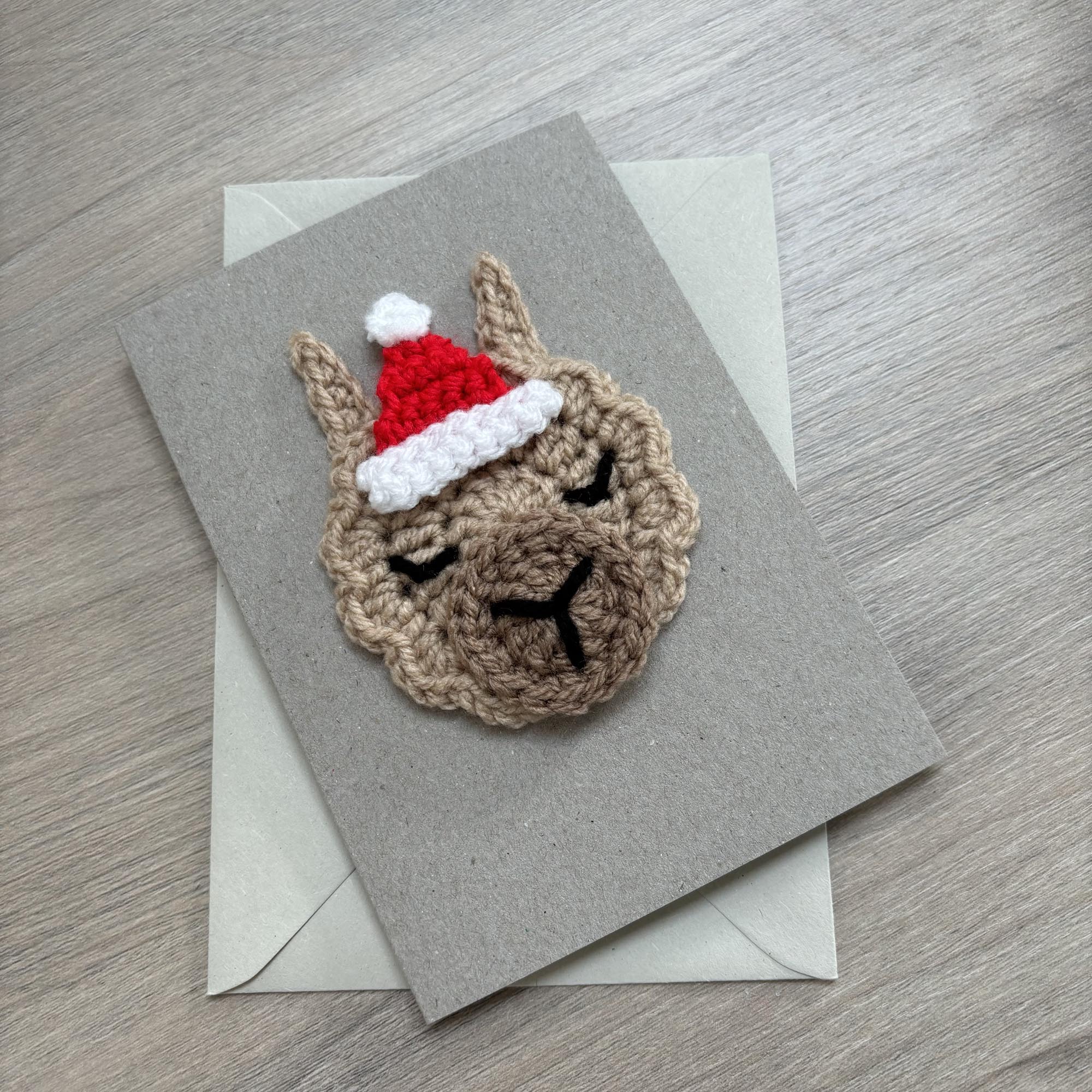 Crochet Christmas Llama 100% Recycled Greetings Card